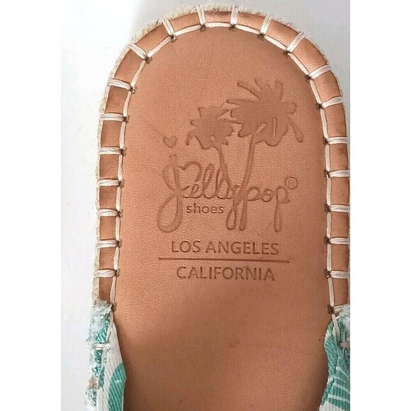 Jelly Pop Sandals Green Palm Size 8 Slip-on Espadrilles Crossover Flats Comfort - Picture 3 of 8